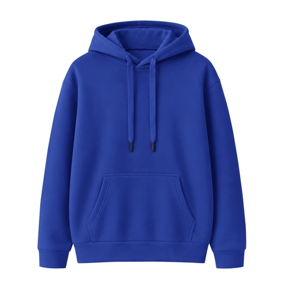 Men's Hoodie Hooded Long Sleeve Solid with Warm Cozy Soft Touch Comfortable Everyday Pullover Basic Top for Fall Winter Everyday Wear and Weekend Outings Blue XL