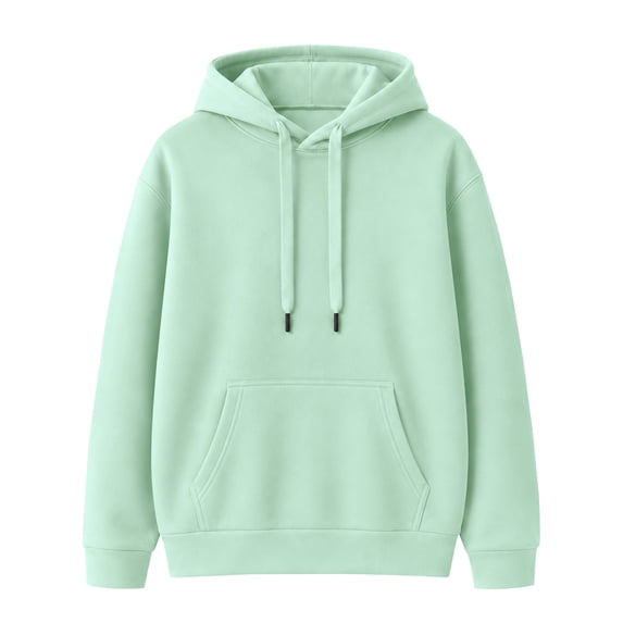 Men's Hoodie Hooded Long Sleeve Solid with Warm Cozy Soft Touch Comfortable Everyday Pullover Basic Top for Fall Winter Everyday Wear and Weekend Outings Mint Green L