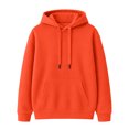 thumbnail image 1 of Men's Hoodie Hooded Long Sleeve Solid with Warm Cozy Soft Touch Comfortable Everyday Pullover Basic Top for Fall Winter Everyday Wear and Weekend Outings Orange 3XL, 1 of 5