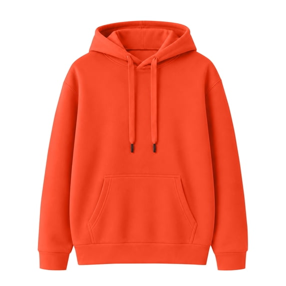 Men's Hoodie Hooded Long Sleeve Solid with Warm Cozy Soft Touch Comfortable Everyday Pullover Basic Top for Fall Winter Everyday Wear and Weekend Outings Orange 3XL