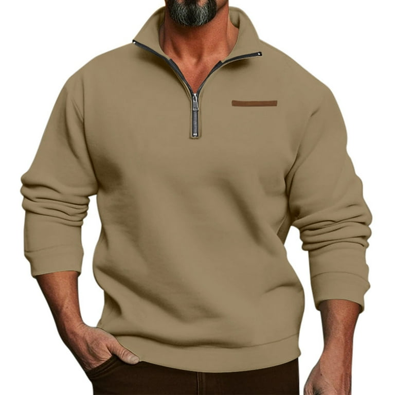 Men s Hoodie Large Size College Sweatshirts for Men Winter Plus Fleece Half Zip Lightweight Sweatshirts for Men Stand Collar Pullover Solid Color Casual Hoodie Workout Sweatshirt Men Walmart