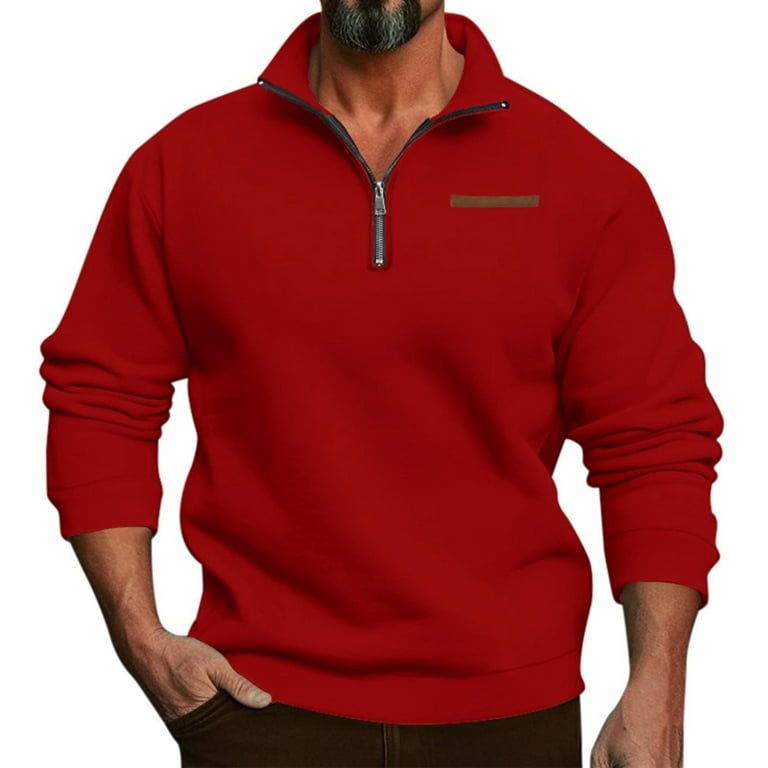 Men s Hoodie Large Size Funnel Neck Sweatshirts for Men Winter Plus Fleece Half Heavy Blend Sweatshirt Zip Stand Collar Pullover Lavender Sweatshirt Solid Color Casual Hoodie Walmart