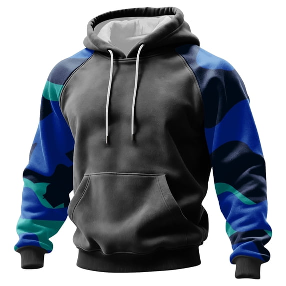 Men's Hoodie Long Sleeve Hooded Sweatshirt Casual Basic Essential Drawstring Pullover Hoodie With Pocket Dark Gray 2XL