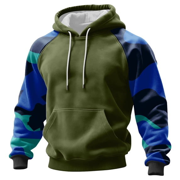 Men's Hoodie Long Sleeve Hooded Sweatshirt Casual Basic Essential Drawstring Pullover Hoodie With Pocket Green XL