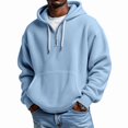 thumbnail image 1 of Men's Hoodie Long Sleeve Quarter Zip Up Collar Solid Pullover Tops with Pocket Light Blue S, 1 of 4