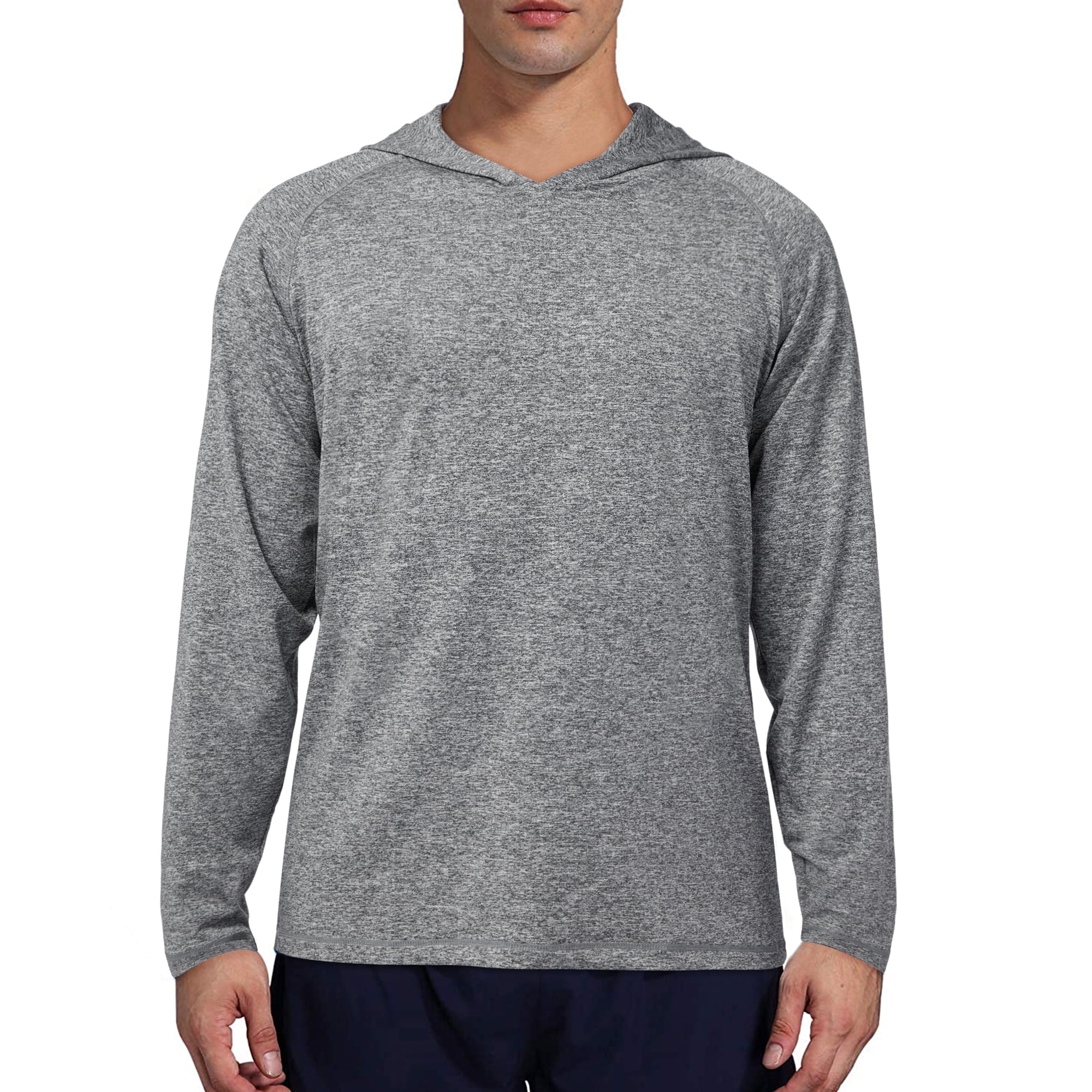 Men's Hoodie Long Sleeve Quick Dry Lightweight Fishing Workout Running  Hooded Sweatshirts, Gray, 3XL 