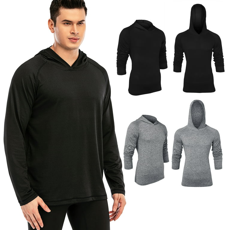 DG-Direct Men's Hoodie Long Sleeve Sport Running Quick Dry Shirts Athletic Moisture Wicking Tops Sun Protection for Sport Casual Outdoor Work, Size