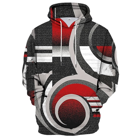 Men's Hoodie Loose Fit Running Sweatshirt for Men Long Sleeve Drawstring Hood Kangaroo Pocket Red 2XL