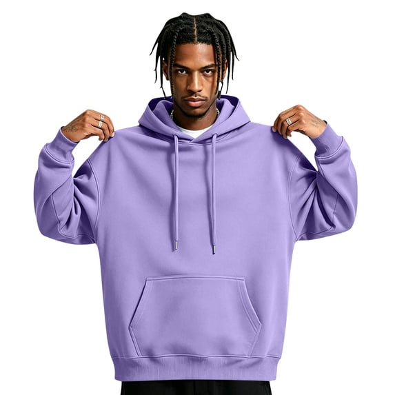 Men's Hoodie Oversized Solid Color Heavyweight Sweatshirt Casual Athletic Pullover with Pocket,S