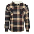 thumbnail image 1 of Men's Hoodie Plaid Long Sleeve Warm Sherpa Lined Full Zip Up Hooded Sweatshirt, Beige/Black/Red, M, 1 of 5
