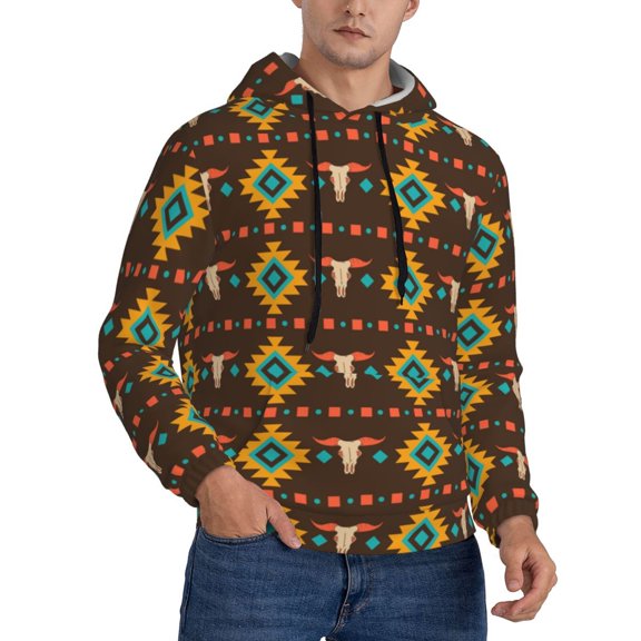 Men's Hoodie Pullover 3D Casual Hooded Sweatshirt , Cowboy Western Native Print