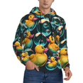 thumbnail image 1 of Men's Hoodie Pullover Casual Hooded Sweatshirt 3D, Cartoon Rubber Ducks Soap Bubbles Retro, 1 of 5