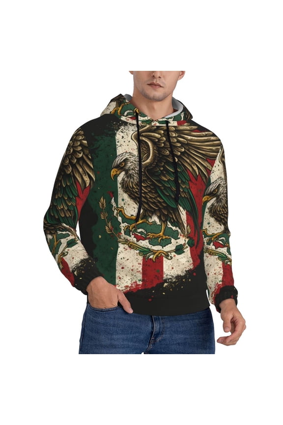 Men's Hoodie Pullover Casual Hooded Sweatshirt 3D, Eagle Flag Of Mexico Mexican Flags
