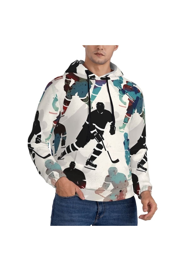 Men's Hoodie Pullover Casual Hooded Sweatshirt 3D, Hockey Players Vintage