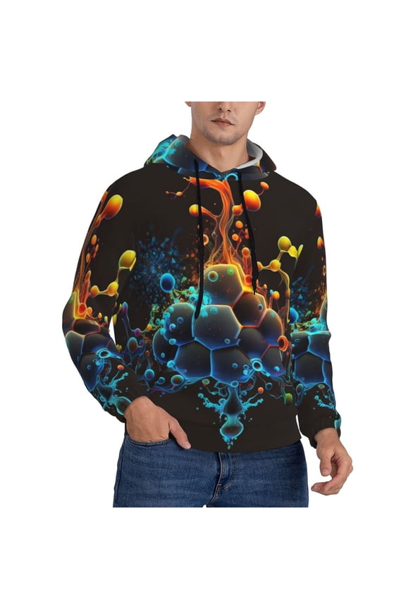 Men's Hoodie Pullover Casual Hooded Sweatshirt 3D, Molecule Acid Chemistry Psychedelic