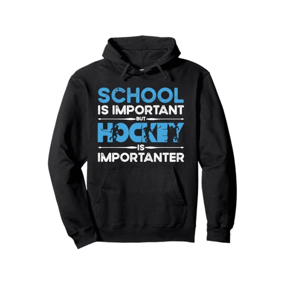 Men's Hoodie,School is Important but Hockey is Importanter Pullover Hoodie, Loose Fit