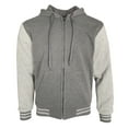 thumbnail image 1 of Men's Hoodie Sherpa Lined Plush Full Zip Long Sleeve Varsity Hooded Sweatshirt, Grey, 2XL, 1 of 4