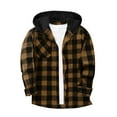 thumbnail image 1 of Men's Hoodie Shirts Casual Button Down Plaid Shirt Jackets Long Sleeve Stylish Drawstring Hooded Shacket with Pocket, 1 of 6