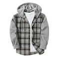 thumbnail image 1 of Men's Hoodie Shirts Casual Button Down Plaid Shirt Jackets for Men Long Sleeve Stylish Hooded with Pocket Men's Color Blocking Plaid Hoodie Shirts Casual Vintage Oversized Shirt Jacket, 1 of 5