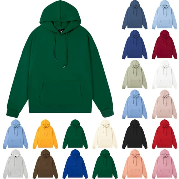 Men's Hoodie Solid Color Long Sleeve Pullover Sweatshirt Essentials Hoodie With Pocket Casual Drawstring Hooded Blouse Hoodies for Men