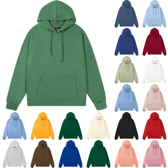 Men's Hoodie Solid Color Long Sleeve Pullover Sweatshirt Essentials Hoodie With Pocket Casual Drawstring Hooded Blouse Hoodies for Men