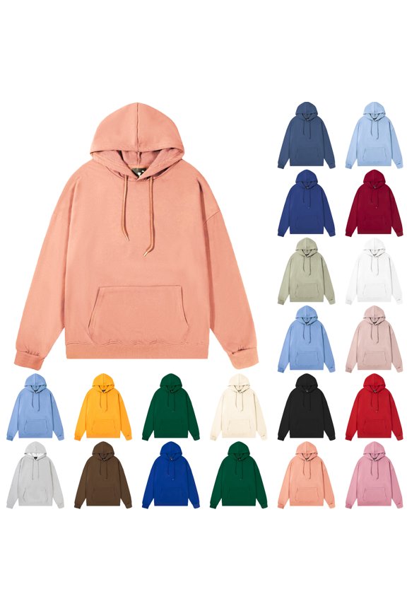Men's Hoodie Solid Color Long Sleeve Pullover Sweatshirt Essentials Hoodie With Pocket Casual Drawstring Hooded Blouse Hoodies for Men