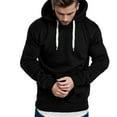 thumbnail image 1 of Men's Hoodie Solid Long Sleeve Drawstring Pullover with Kangaroo Pocket Slim Fit Basic Tops Casual Sweatshirt for Men, 1 of 5