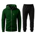 thumbnail image 1 of Men's Hoodie and Sweatpants Set 2 Piece Track Suit Fall Winter Casual Outfit with Hooded Sweatshirt and Jogger Pants With multiple pockets Dark Green XL, 1 of 5