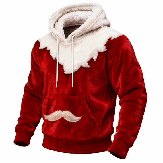 Men's Hoodie Sweatshirt, Christmas Red Hoodies Athletic Casual Pullover with Drawstring Hood & Pouch Pocket &Christmas Tshirts