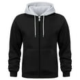 thumbnail image 1 of Men's Hoodie Sweatshirts Casual Hoodies Fashion Drawstring Hooded Tops Long Sleeve Full Zip Athletic with Pockets (L, Black), 1 of 2