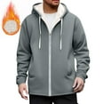 thumbnail image 1 of Men's Hoodie Thick Fleece Warm Lined Full Zip Sweatshirt Long Sleeved Jacket for Men, 1 of 8