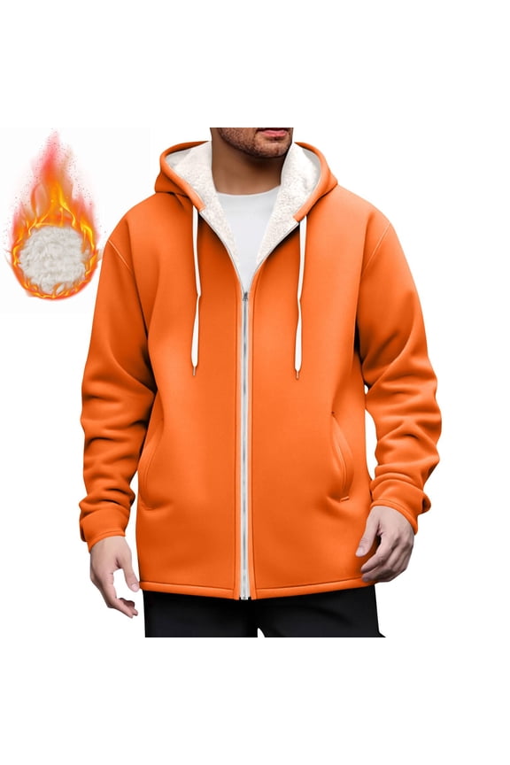 Men's Hoodie Thick Fleece Warm Lined Full Zip Sweatshirt Long Sleeved Jacket for Men