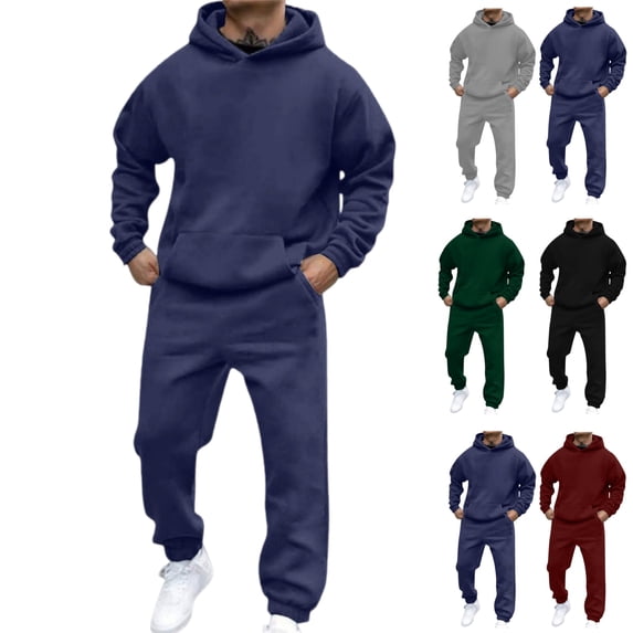 Men's Hoodie Tracksuit 2 Pieces Set Athletic Casual Hooded Sweatshirt and Joggers Set Sweatsuit Outfits