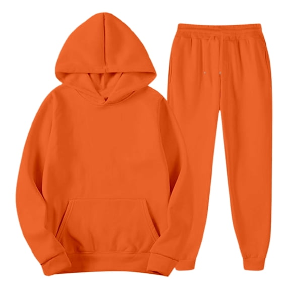 Men's Hoodie Tracksuit Sweatsuits Set 2 Piece Hooded Sweatshirts and Sweatpant Sets Color Orange Size XXL