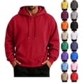 thumbnail image 1 of Men's Hoodie Trendy Long Sleeve Drawstring Hooded Sweatshirt Loose Fit Streetwear Pullover with Pocket Pink XL, 1 of 7