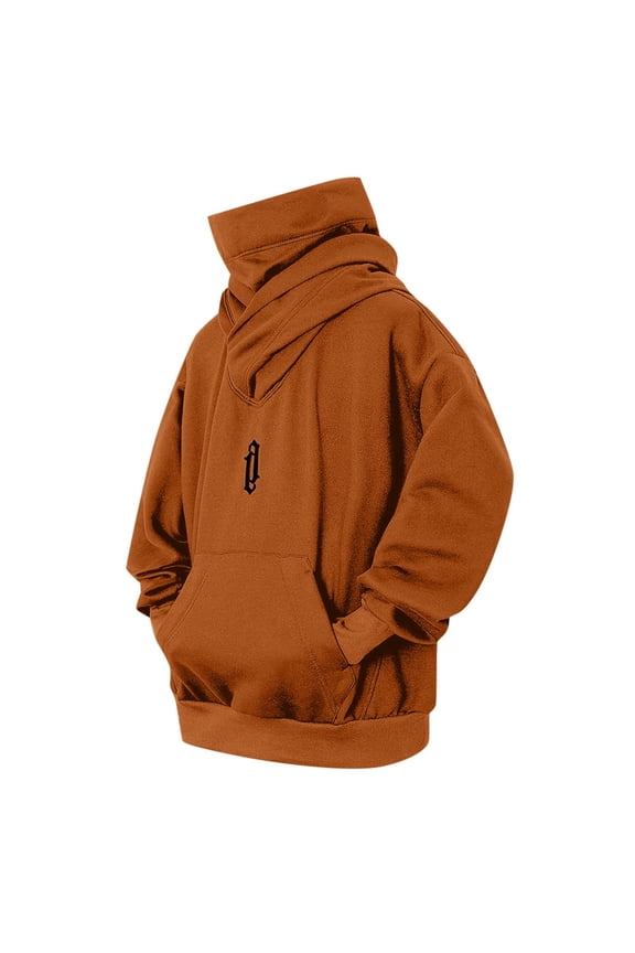 Men's Hoodie Turtleneck Fall Winter Hooded Sweatshirt Casual Loose Long Sleeve Hoodies Pullover Sports Gym Hoody Outwears Plain Pullovers with Pocket
