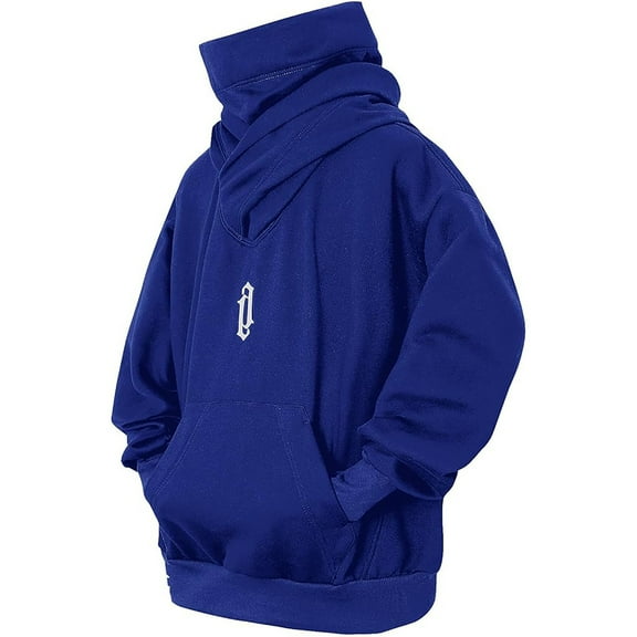 Men's Hoodie Turtleneck Fall Winter Hooded Sweatshirt Casual Loose Long Sleeve Hoodies Pullover Sports Gym Hoody Outwears Plain Pullovers with Pocket