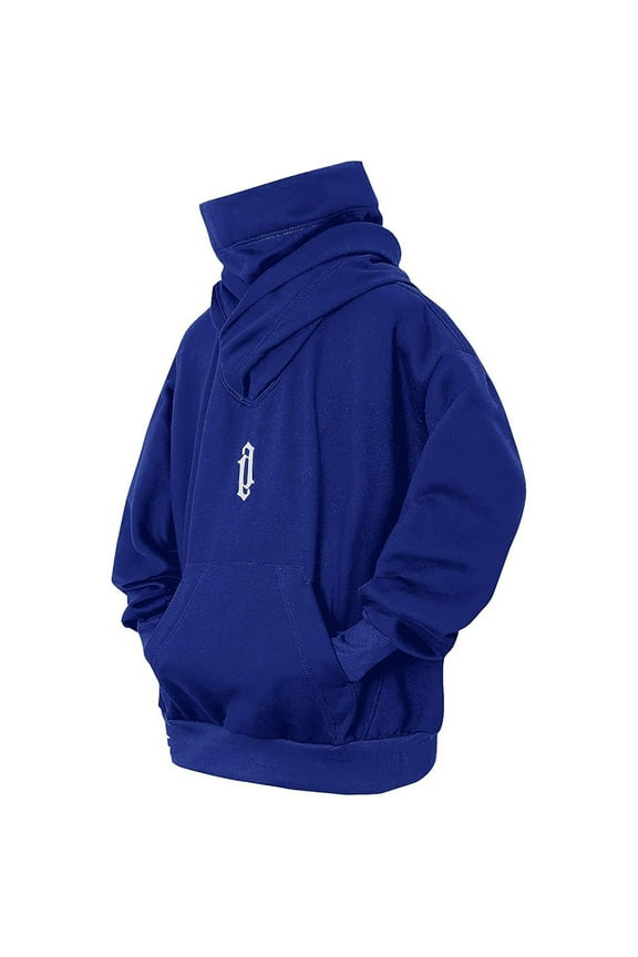 Men's Hoodie Turtleneck Fall Winter Hooded Sweatshirt Casual Loose Long Sleeve Hoodies Pullover Sports Gym Hoody Outwears Plain Pullovers with Pocket