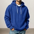 thumbnail image 1 of Men's Hoodie Waffle Knit Pullover Long Sleeve Casual Loose Fit Sweatshirt Hooded Tops with Pockets Fall Fashion Outfits(A01_Blue,XXXXXL), 1 of 3