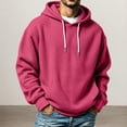 thumbnail image 1 of Men's Hoodie Waffle Knit Pullover Long Sleeve Casual Loose Fit Sweatshirt Hooded Tops with Pockets Fall Fashion Outfits(A01_Hot Pink,M), 1 of 3