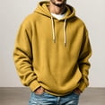 thumbnail image 1 of Men's Hoodie Waffle Knit Pullover Long Sleeve Casual Loose Fit Sweatshirt Hooded Tops with Pockets Fall Fashion Outfits(A01_Yellow,M), 1 of 3
