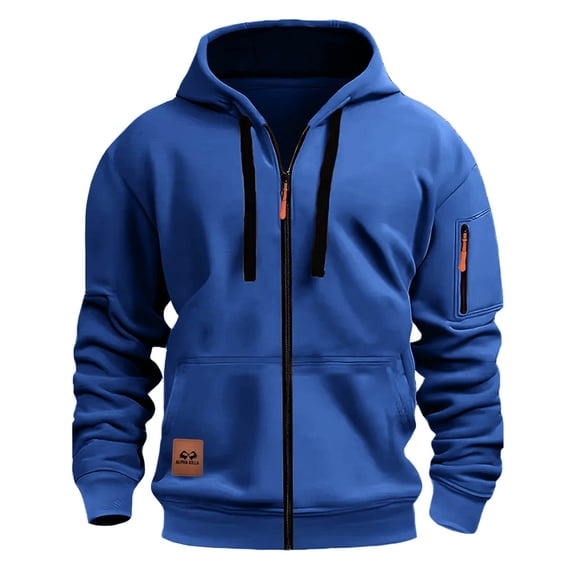 Men's Hoodie With Zipper Fashionable And Personalized Casual Arm Pocket Top Men's Hoodie
