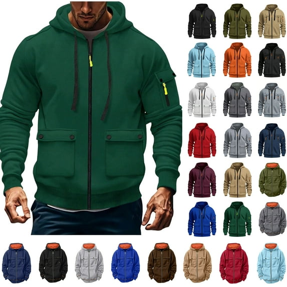 Men's Hoodie With Zipper Fashionable Long Sleeve Hooded Sweatshirts Top Casual Sports Pullover Pocket Top Men's Hoodie