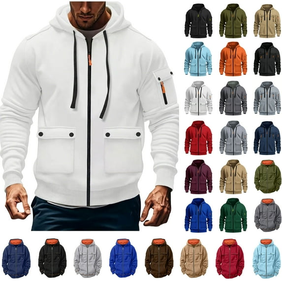Men's Hoodie With Zipper Fashionable Long Sleeve Hooded Sweatshirts Top Casual Sports Pullover Pocket Top Men's Hoodie