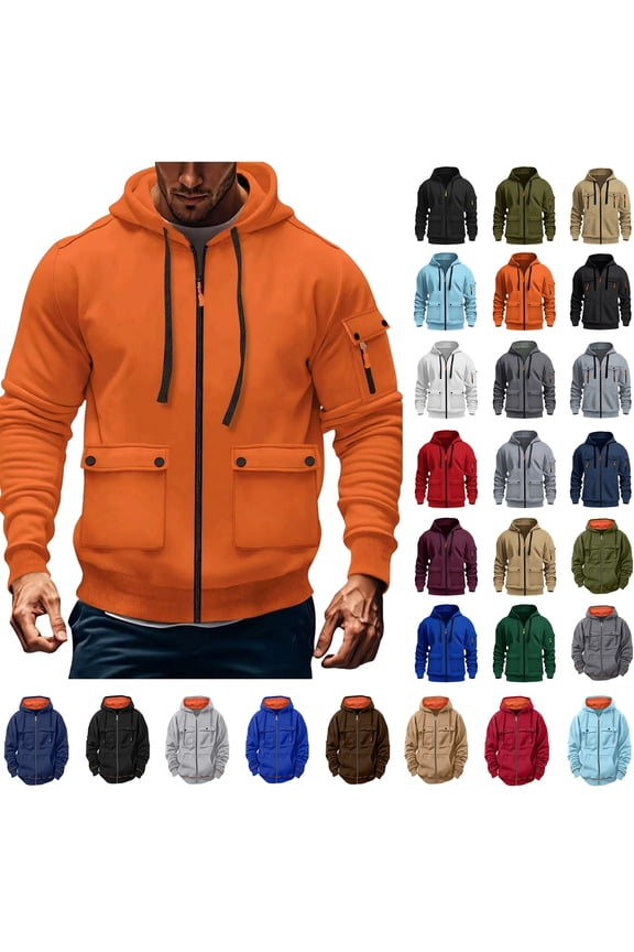 Men's Hoodie With Zipper Fashionable Long Sleeve Hooded Sweatshirts Top Casual Sports Pullover Pocket Top Men's Hoodie