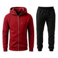 thumbnail image 1 of Men's Hoodie and Sweatpants Set 2 Piece Track Suit Fall Winter Casual Outfit with Hooded Sweatshirt and Jogger Pants With multiple pockets Red L, 1 of 5