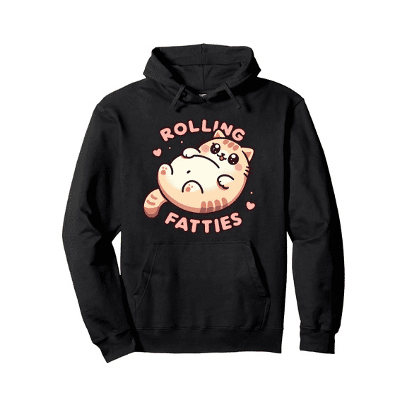 Men's Hoodie with Cute Cat Print, Casual Long Sleeve Sweater, Loose Fit