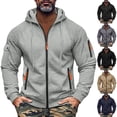 thumbnail image 1 of Men's Hoodie with Zipper Arm Pocket, Fleece Cardigan Oversized Casual Pullover for Daily Wear, Lounge,Black,L, 1 of 6