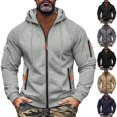 thumbnail image 1 of Men's Hoodie with Zipper Arm Pocket, Fleece Cardigan Oversized Casual Pullover for Daily Wear, Lounge,Light Gray,XL, 1 of 8