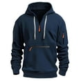 thumbnail image 1 of Men's Hoodies 1/4 Zip Hooded Sweatshirt Casual Sports Long Sleeve Pullover Drawstring Hoody Top Loose Plain Work Sweatshirts Fall Winter Pullover Sweater Tops with Pockets, 1 of 2